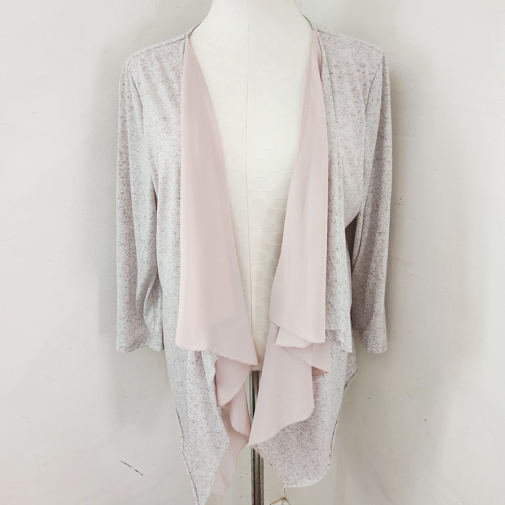 Brixon Ivy‎ Womens XL Open Front Cardigan Draped Chiffon Space Dye Linen
